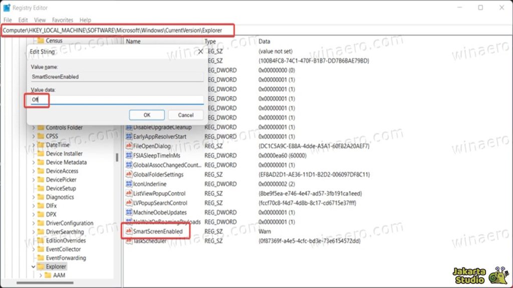 Nonaktifkan SmartScreen Windows