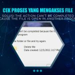 Solusi The action can’t be completed because the file is open in another program