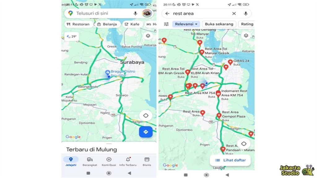 Cek Rest Area Google Maps