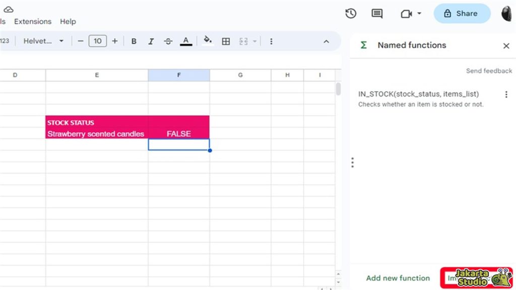 Fitur Google Sheets
