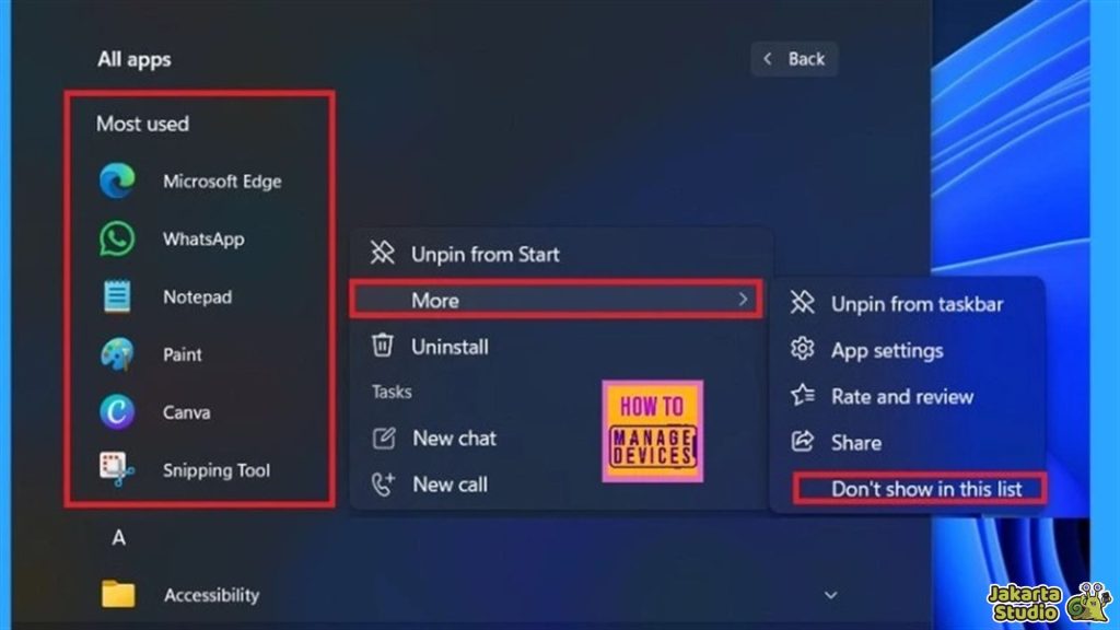 Sembunyikan Most Used Apps