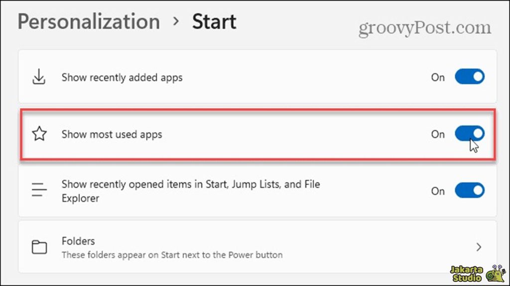 Sembunyikan Most Used Apps