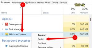 File Explorer Sering Restart
